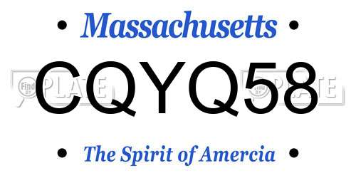 CQYQ58 Massachusetts License Plate