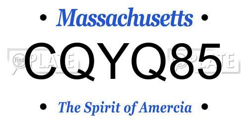 CQYQ85 Massachusetts License Plate