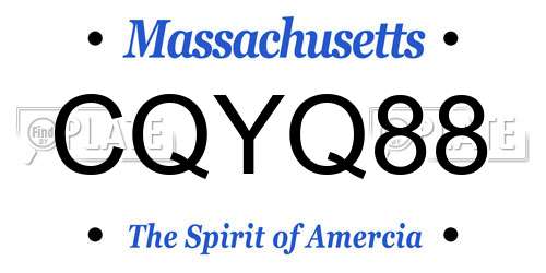CQYQ88 Massachusetts License Plate