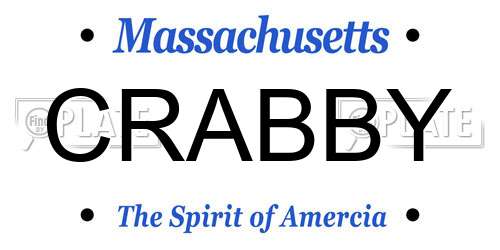 CRABBY Massachusetts License Plate