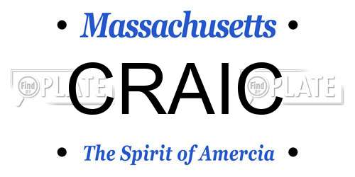 CRAIC Massachusetts License Plate