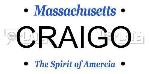 CRAIGO Massachusetts License Plate
