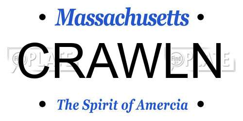CRAWLN Massachusetts License Plate