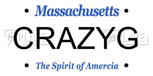 CRAZYG Massachusetts License Plate