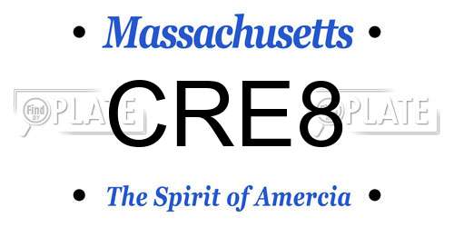 CRE8 Massachusetts License Plate