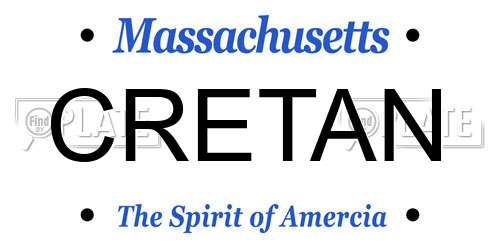 CRETAN Massachusetts License Plate