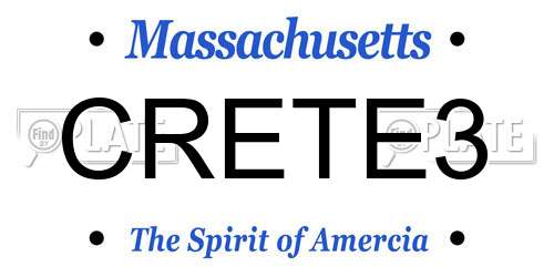 CRETE3 Massachusetts License Plate