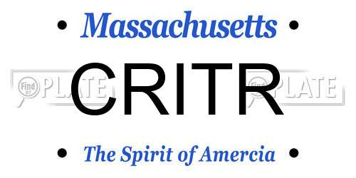 CRITR Massachusetts License Plate