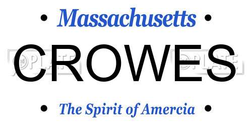 CROWES Massachusetts License Plate