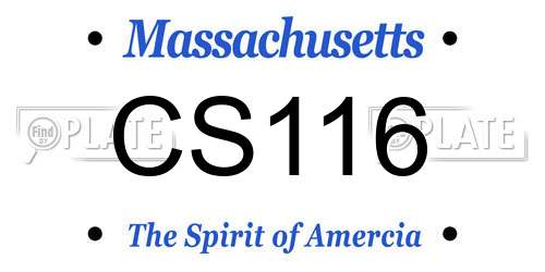 CS116 Massachusetts License Plate