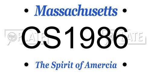 CS1986 Massachusetts License Plate