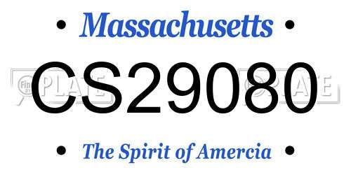 CS29080 Massachusetts License Plate