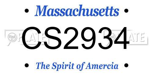 CS2934 Massachusetts License Plate