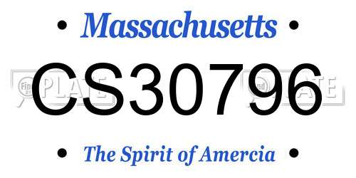 CS30796 Massachusetts License Plate