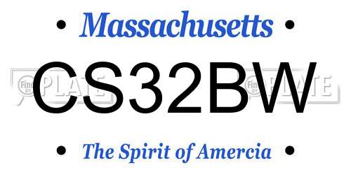CS32BW Massachusetts License Plate