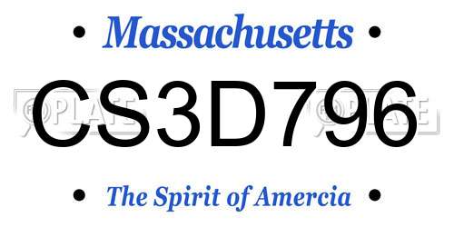 CS3D796 Massachusetts License Plate