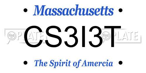 CS3I3T Massachusetts License Plate