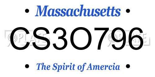 CS3O796 Massachusetts License Plate
