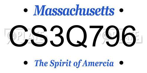 CS3Q796 Massachusetts License Plate