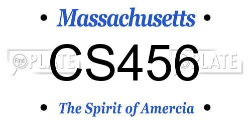 CS456 Massachusetts License Plate