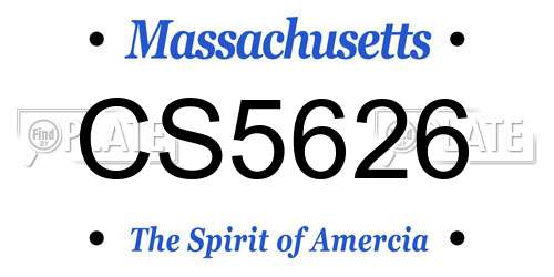 CS5626 Massachusetts License Plate