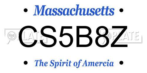 CS5B8Z Massachusetts License Plate