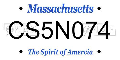 CS5N074 Massachusetts License Plate