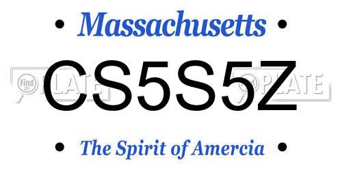 CS5S5Z Massachusetts License Plate