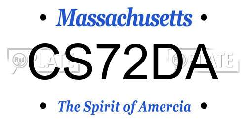 CS72DA Massachusetts License Plate