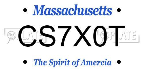 CS7X0T Massachusetts License Plate