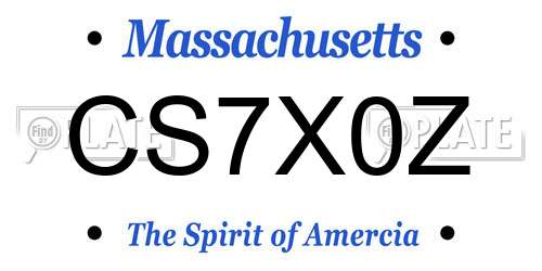 CS7X0Z Massachusetts License Plate