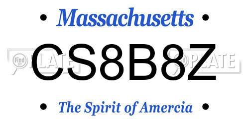 CS8B8Z Massachusetts License Plate