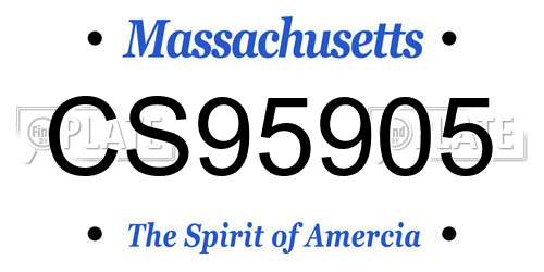 CS95905 Massachusetts License Plate