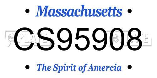 CS95908 Massachusetts License Plate