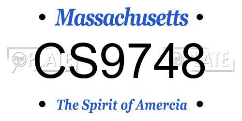 CS9748 Massachusetts License Plate