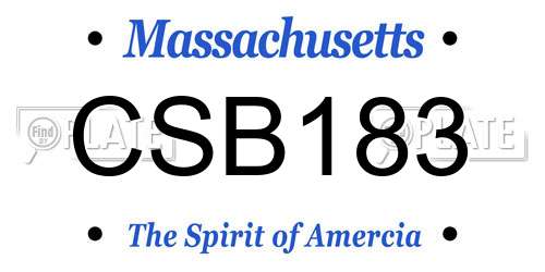 CSB183 Massachusetts License Plate