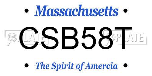 CSB58T Massachusetts License Plate