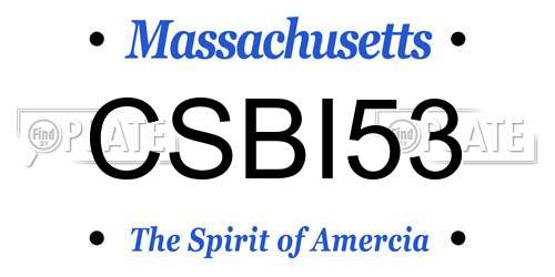 CSBI53 Massachusetts License Plate