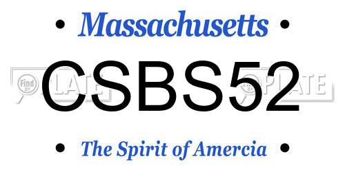 CSBS52 Massachusetts License Plate