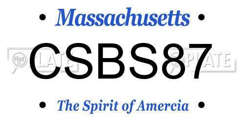 CSBS87 Massachusetts License Plate