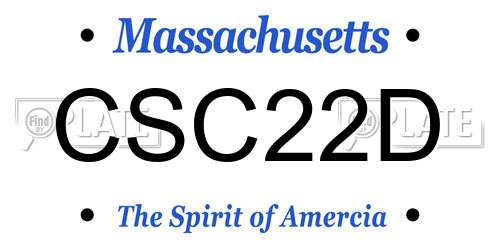 CSC22D Massachusetts License Plate