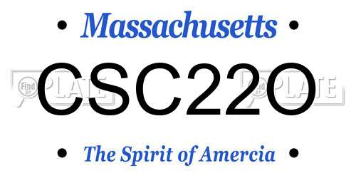 CSC22O Massachusetts License Plate