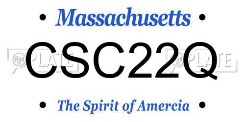 CSC22Q Massachusetts License Plate