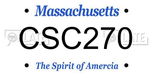 CSC270 Massachusetts License Plate