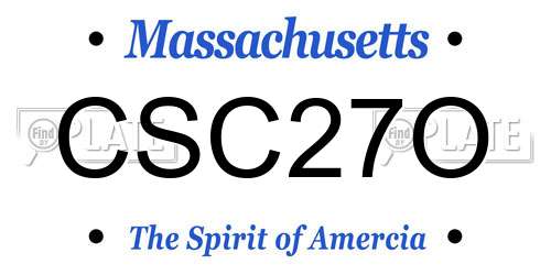 CSC27O Massachusetts License Plate