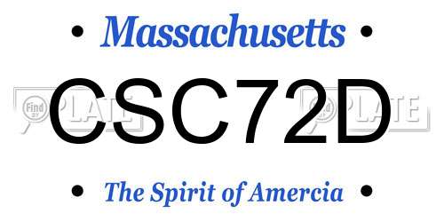 CSC72D Massachusetts License Plate