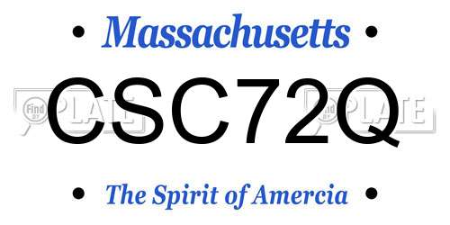 CSC72Q Massachusetts License Plate