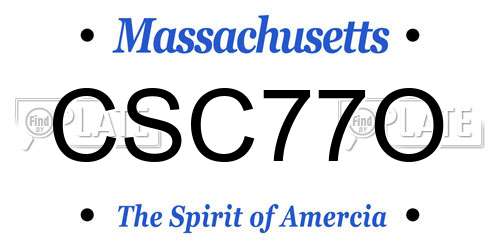 CSC77O Massachusetts License Plate