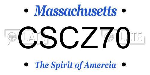 CSCZ70 Massachusetts License Plate