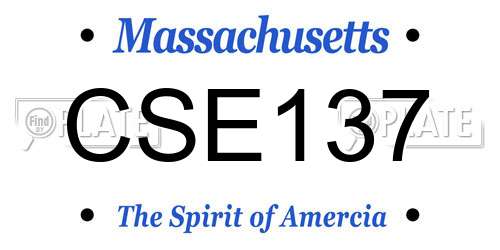 CSE137 Massachusetts License Plate